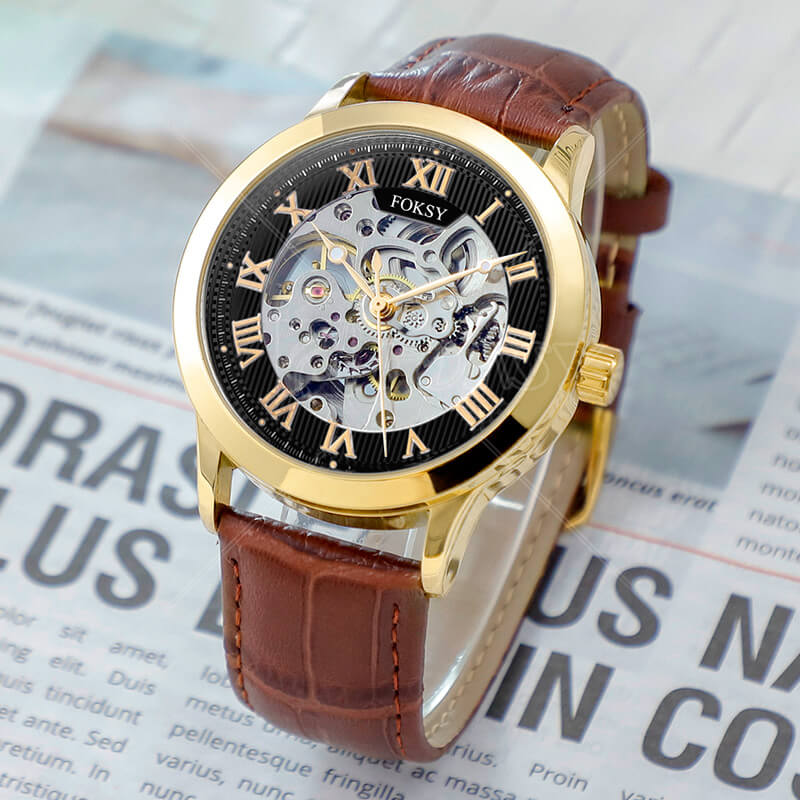 OEM/ODM Mechanical Watch Skeleton Engraving, Customized Brand Luxury Skeleton Men Watch