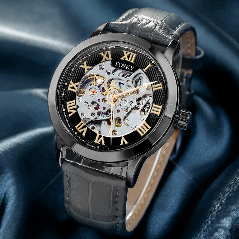 OEM/ODM Mechanical Watch Skeleton Engraving, Customized Brand Luxury Skeleton Men Watch