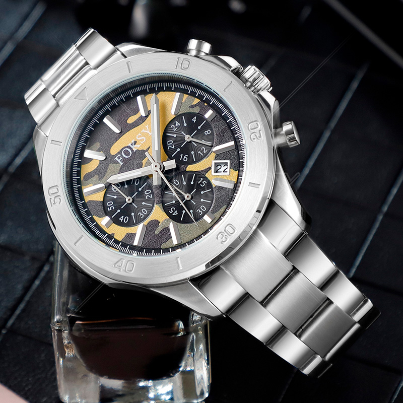 Luxury Mens Chronograph Waterproof Diving Quartz Man Watch with Stainless Steel Strap Wristwatches