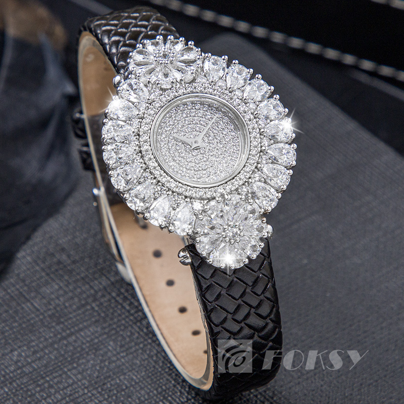 High Quality Custom Fashion Wrist Watch Sterling Silver Bling Diamond Watch