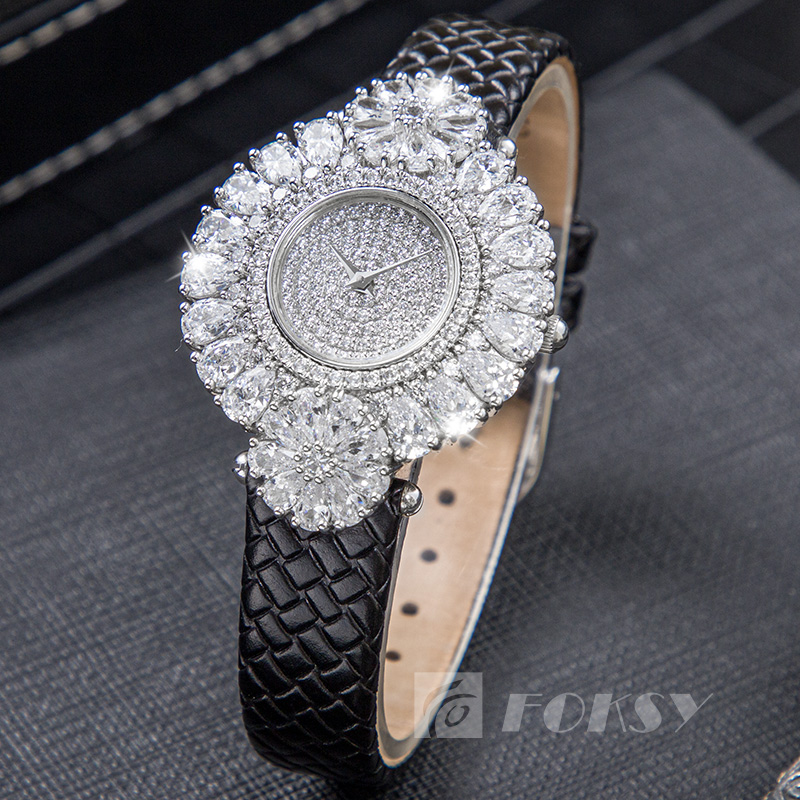 High Quality Custom Fashion Wrist Watch Sterling Silver Bling Diamond Watch