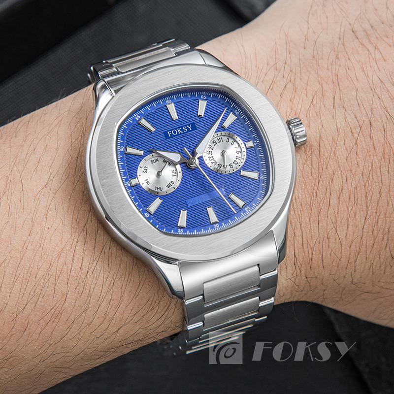 New stainless steel watch for man Silver Dial custom logo watch Trendy Sport watch