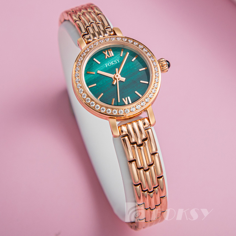 Custom slim 22mm small thin waterproof lades watch women rose gold oem logo stainless steel link strap women watch