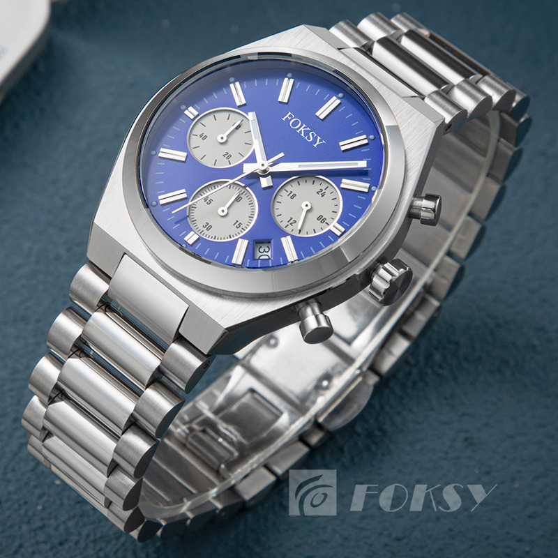 High quality luxury stainless steel watch 50M waterproof multi-function business watch men's quartz watch