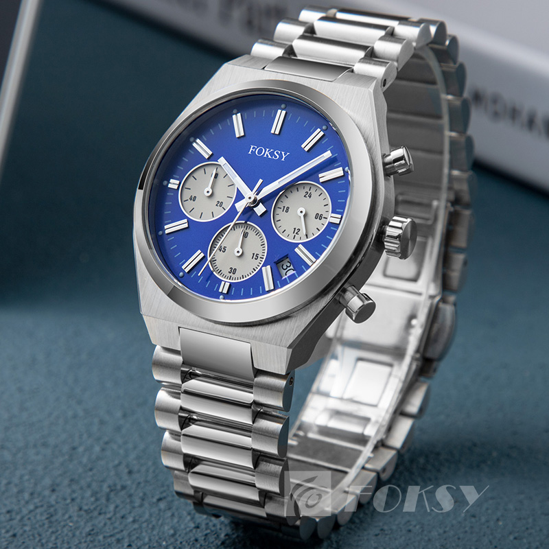 High quality luxury stainless steel watch 50M waterproof multi-function business watch men's quartz watch