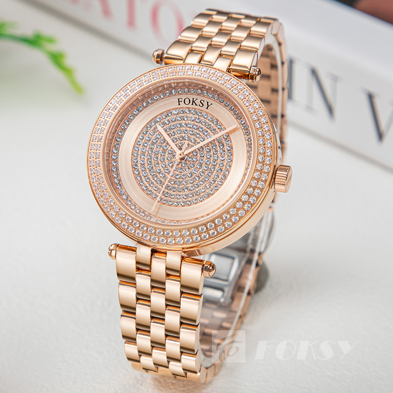 Ladies Watches Dress Gold Crystal Diamond Wrist Stainless Steel Silver Clock Quartz Watch Women