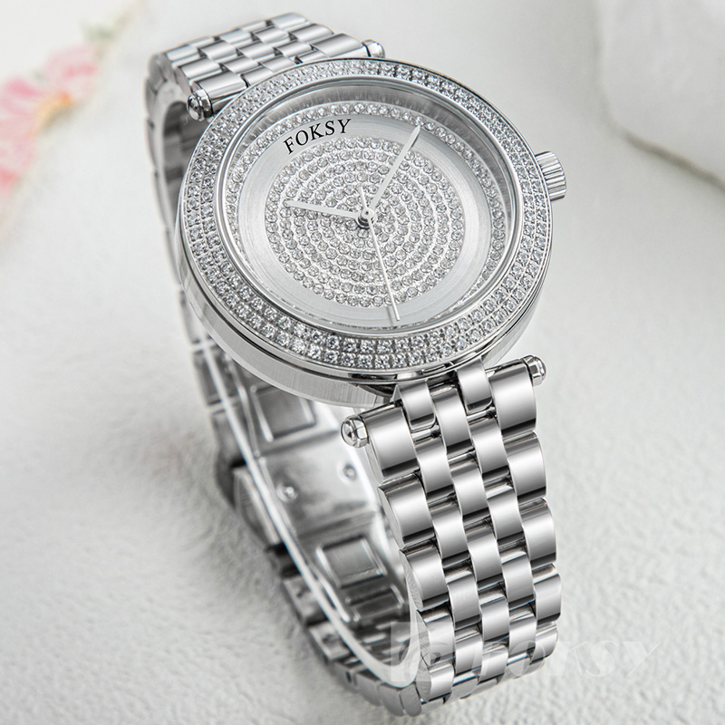 New Luxury Watch For Women Quartz Stainless Steel Diamond Women'S Watches 50M Waterproof Women Watch Custom Logo