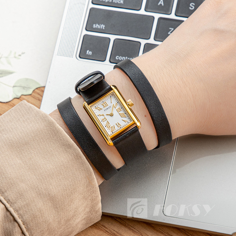 Design Your Watch Black Fashion Leather Strap Ladies Watch Luxury Wristwatch The Classic Square Women'S Watch