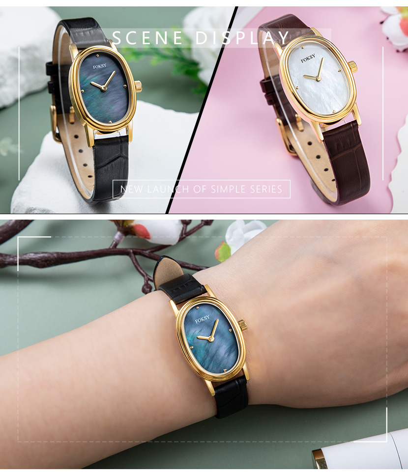 leather stainless steel strap watch