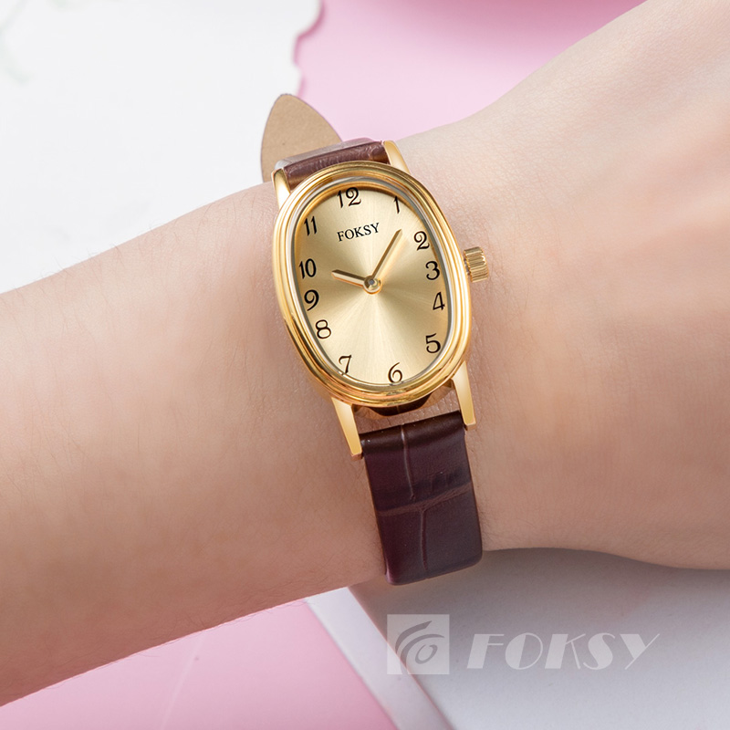 Oval Beautiful Ladies Watches for Women Girl Simple Silver and Gold Waterproof Quartz