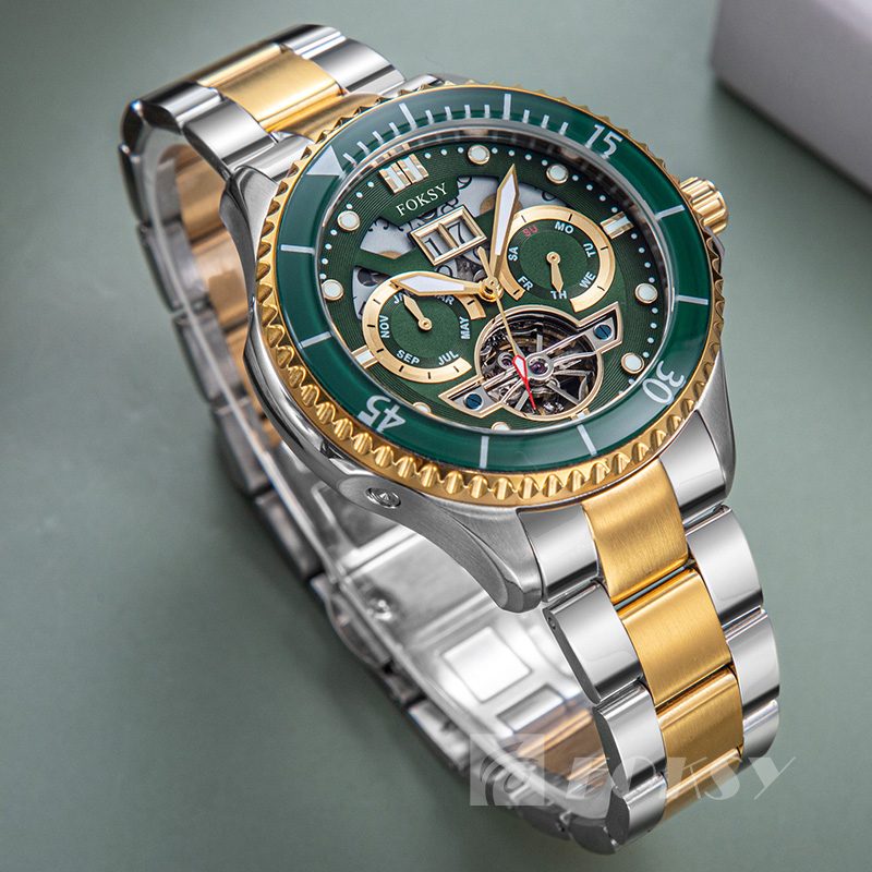 OEM ODM Designer Watch Custom Logo Men's Automatic Mechanical Watch with Calendar Waterproof Business Tourbillon Watch